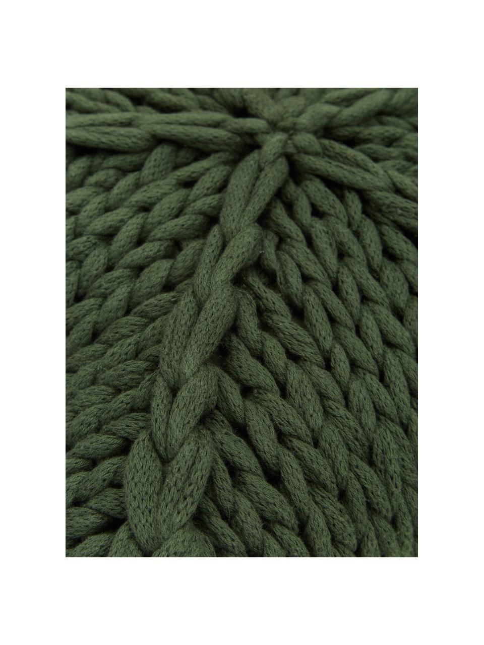 Hrubě pletený polštář Sparkle, s výplní, Tmavě zelená, Š 45 cm, D 45 cm