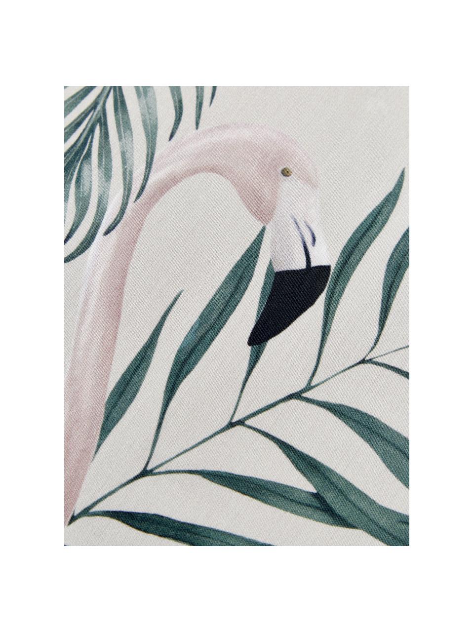 Baumwollsatin-Kopfkissenbezüge Elliana mit Flamingo-Print, 2 Stück, Webart: Satin Fadendichte 200 TC,, Beige, Rosa, Grün, B 40 x L 80 cm