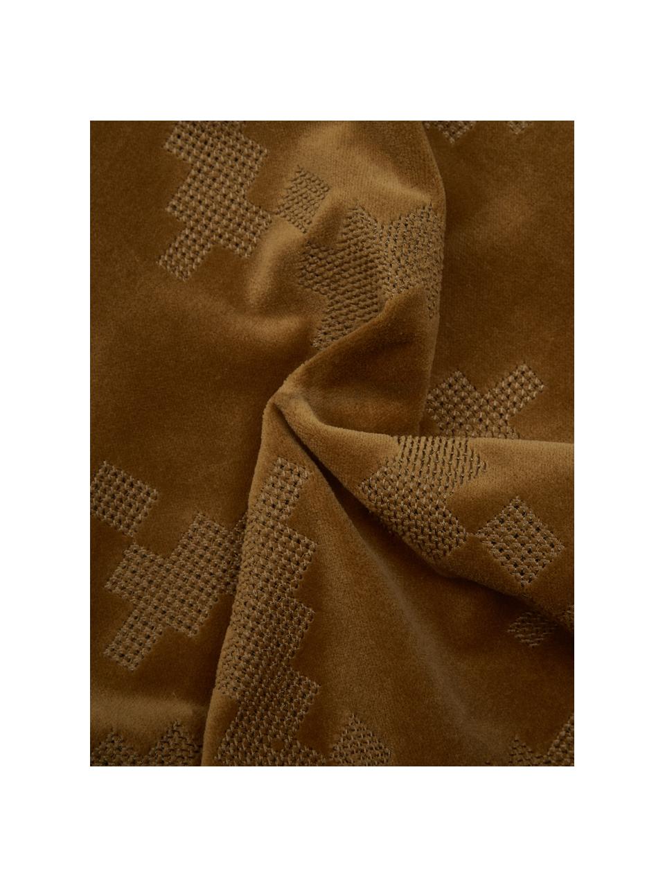 Cojín de terciopelo texturizado Twisted Brooklyn, con relleno, Funda: 100% terciopelo de algodó, Amarillo, An 45 x L 45 cm