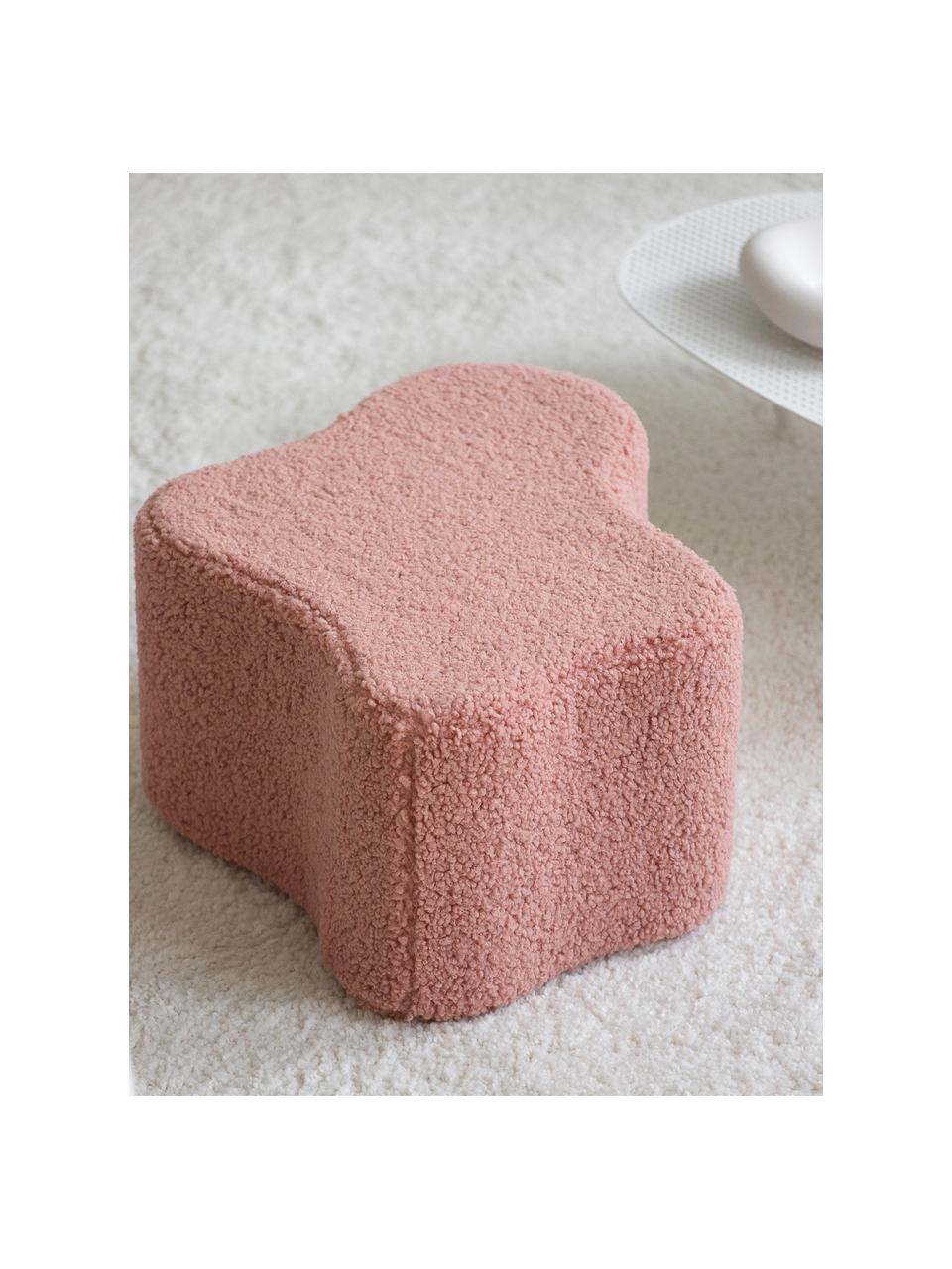 Handgefertigter Kinder-Pouf Cloud aus Teddy, Teddy Hellrosa, B 80 x T 30 cm