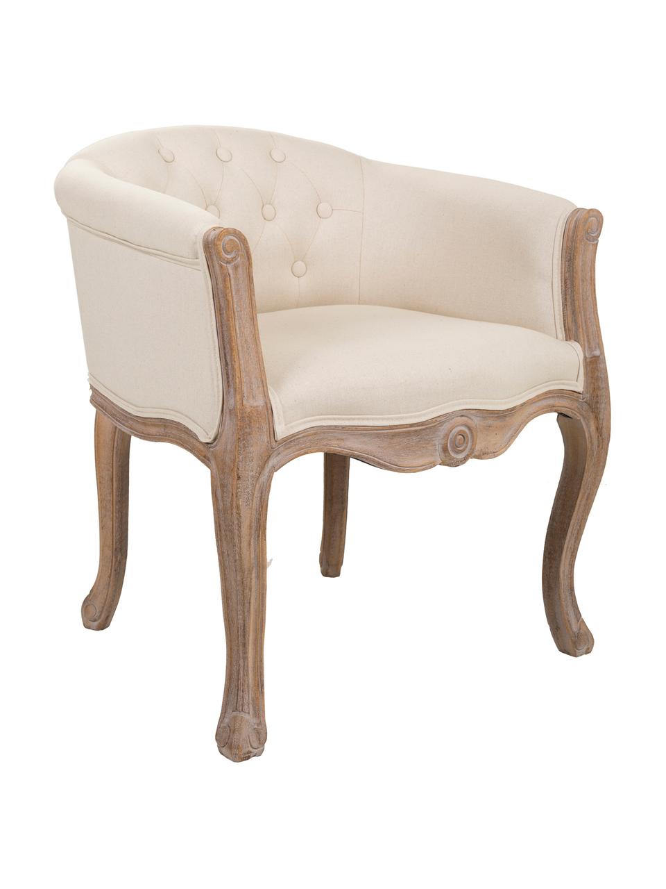 Fotel z drewnianymi nogami Jona, Tapicerka: 50% poliester, 25% bawełn, Nogi: drewno kauczukowe, Beżowa tkanina, S 61 x G 61 cm
