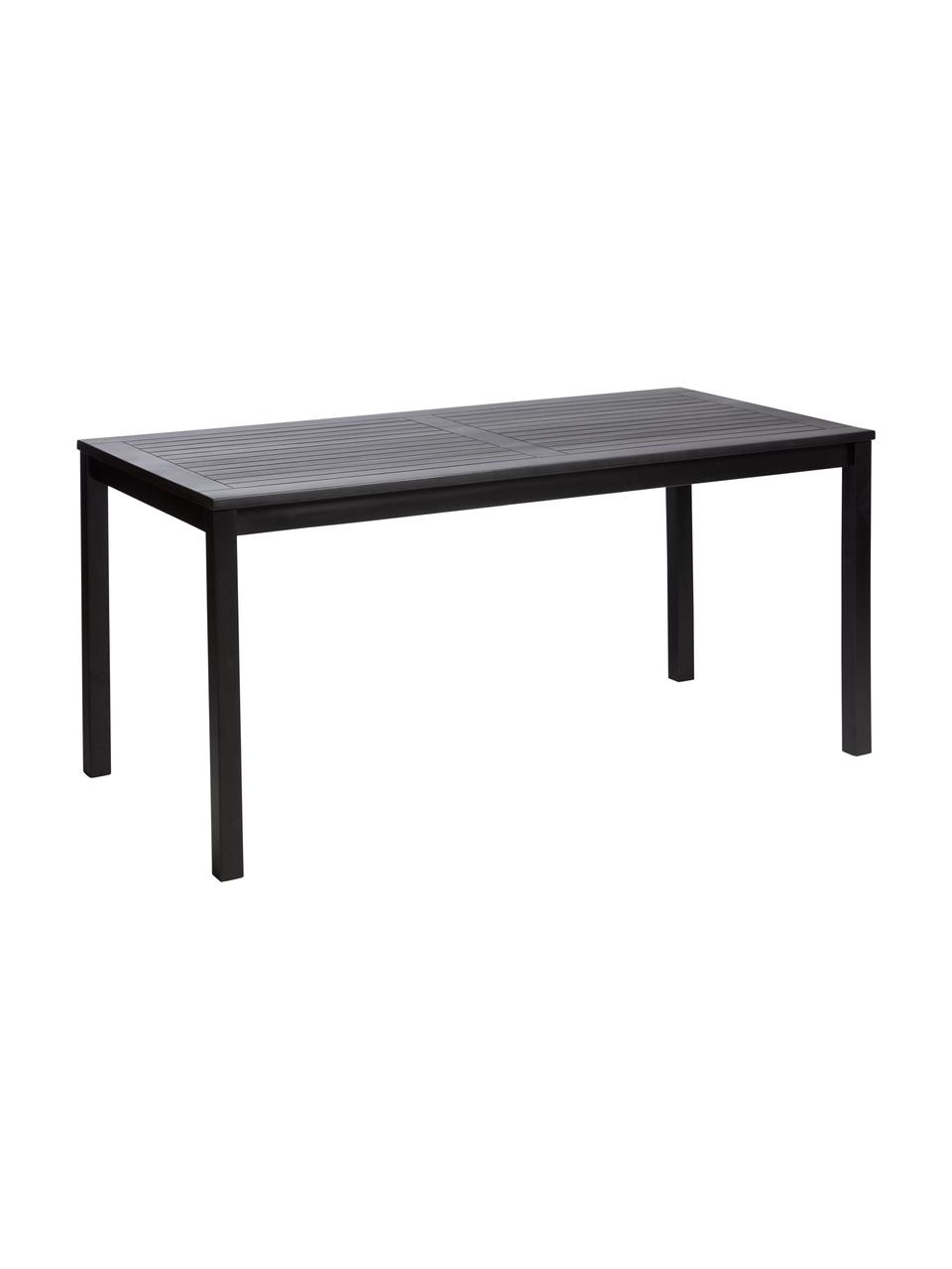 Mesa de comedor para jardínn de madera Rosenborg, Madera de caoba, lacado con poliuretano, Negro, An 165 x Al 75 cm