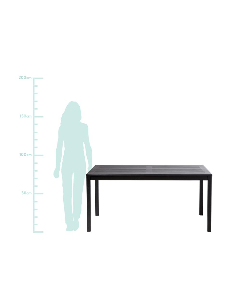 Stół ogrodowy z drewna Rosenborg, Drewno mahoniowe lakierowane poliuretanem, Czarny, S 165 x W 75 cm