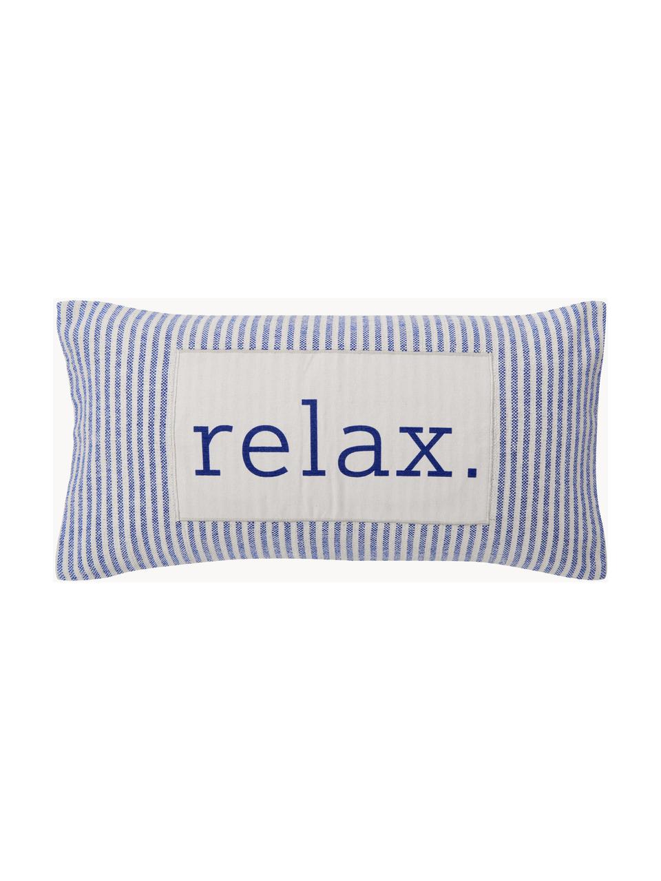 Gestreepte kussenhoes Relax van gerecycled katoen, 100% katoen, GRS-gecertificeerd, Blauw & crèmewit, gestreept, B 30 x L 60 cm