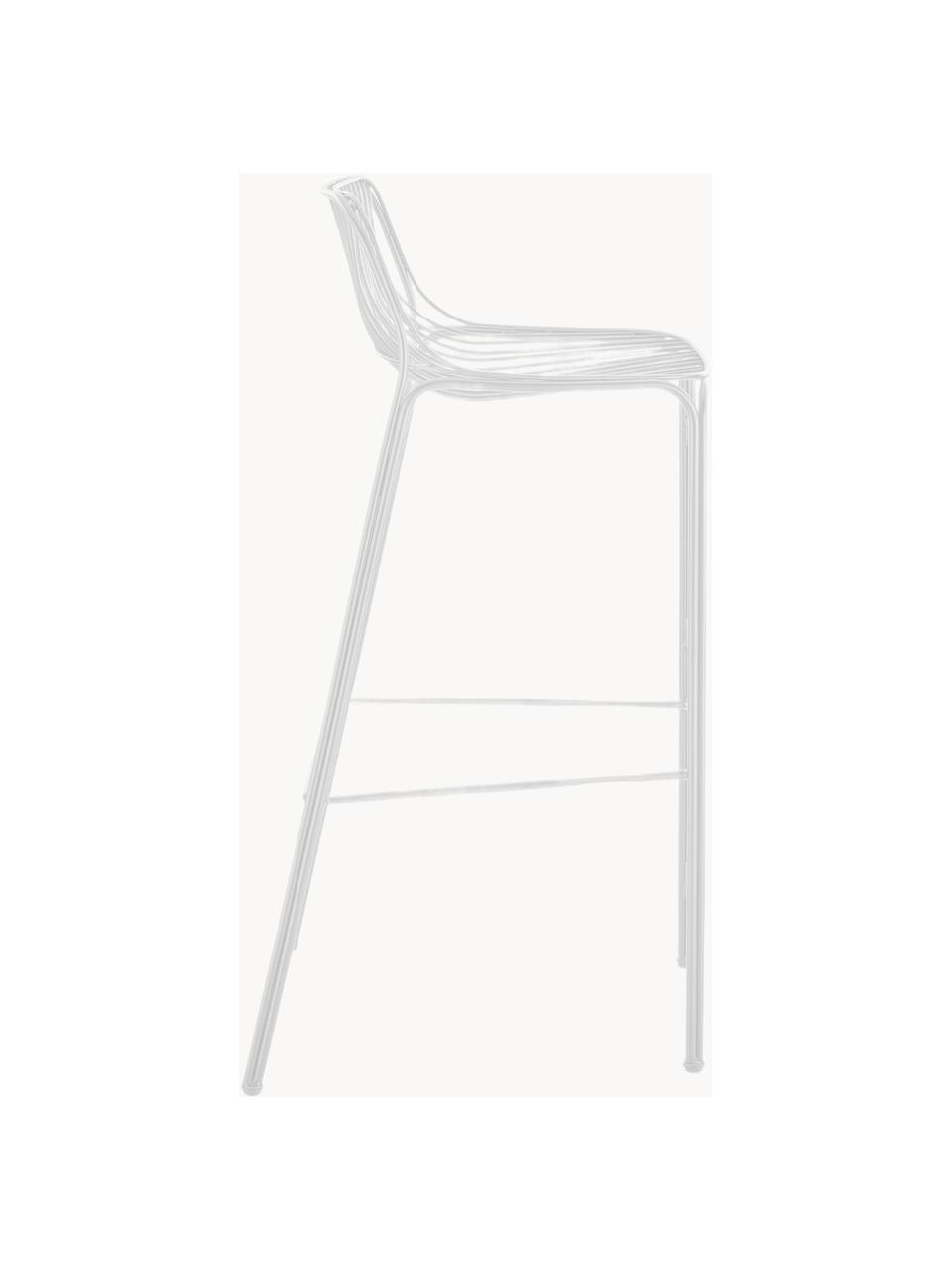 Chaise de bar de jardin Hiray, Acier galvanisé, laqué, Blanc, larg. 57 x haut. 96 cm
