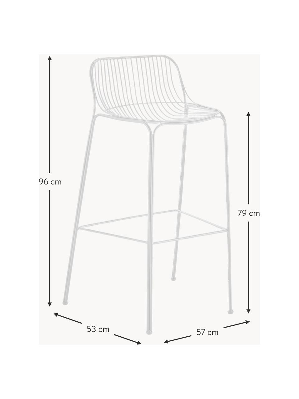 Ogrodowe krzesło barowe Hiray, Stal ocynkowana, lakierowana, Biały, S 57 x W 96 cm