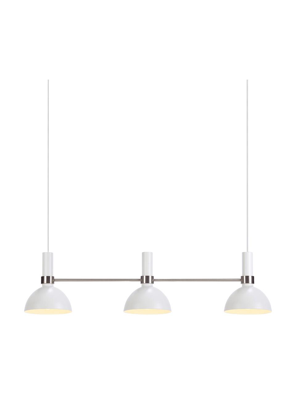 Lámpara de techo grande Larry, Fijación: acero cromado, Cable: cubierto en tela, Blanco, cromo, An 100 x Al 24 cm