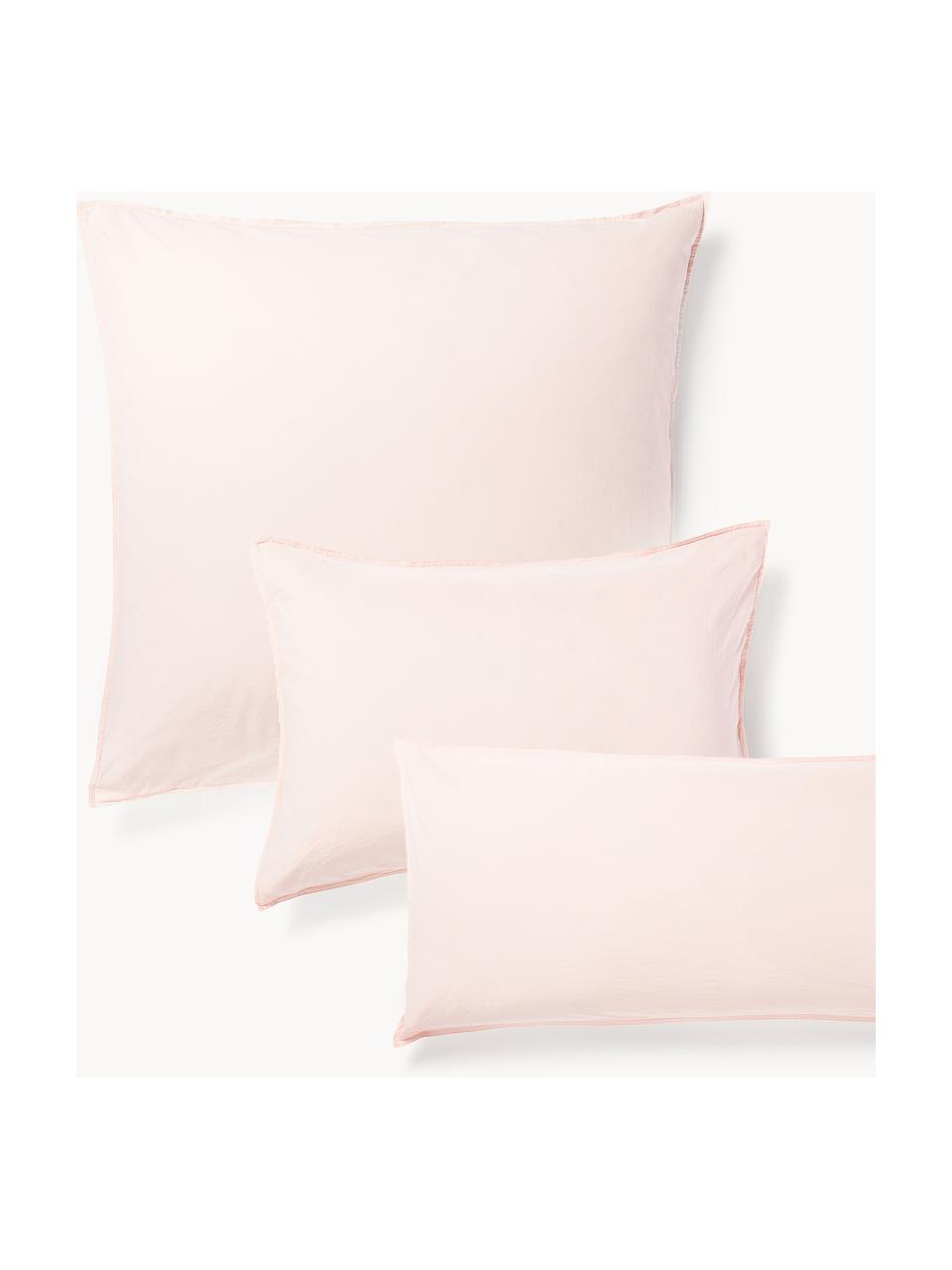 Funda de almohada de percal lavado Debbie, Rosa claro, An 45 x L 110 cm