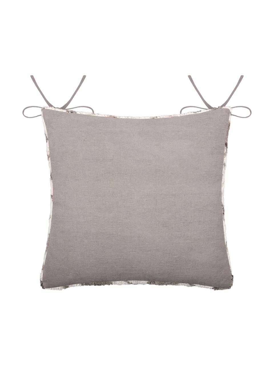 Coussin de chaise 40x40 boho Tarawa, Gris, blanc, taupe