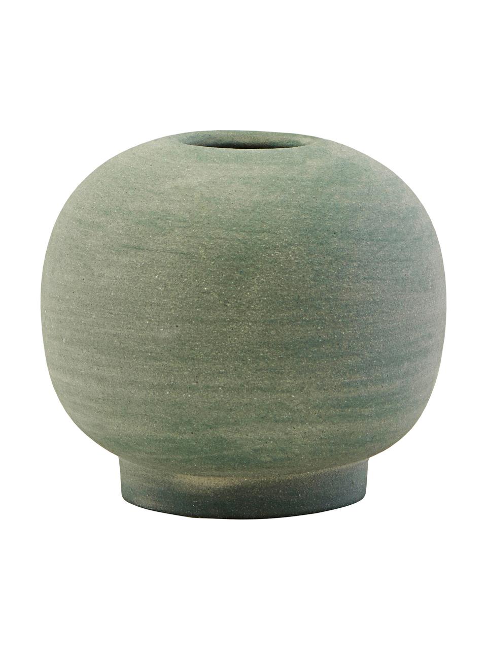 Mały ręcznie wykonany wazon z kamionki Bobbles, Kamionka, Zielony, Ø 7 x W 7 cm