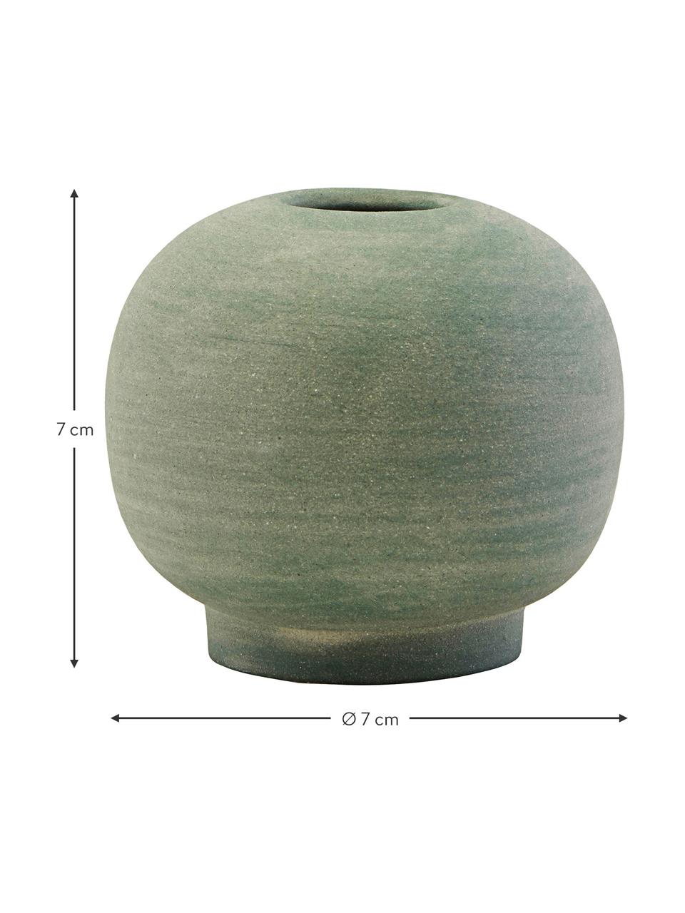 Mały ręcznie wykonany wazon z kamionki Bobbles, Kamionka, Zielony, Ø 7 x W 7 cm