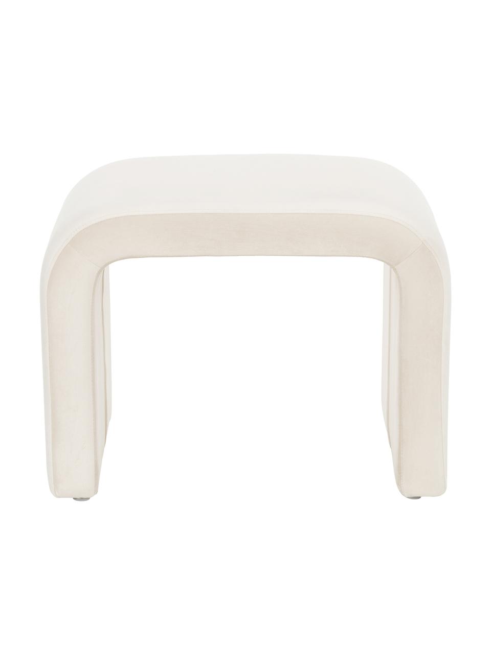 Taburete de terciopelo Penelope, Tapizado: terciopelo (100% poliéste, Estructura: metal, madera contrachapa, Terciopelo blanco crema, An 61 x Al 46 cm