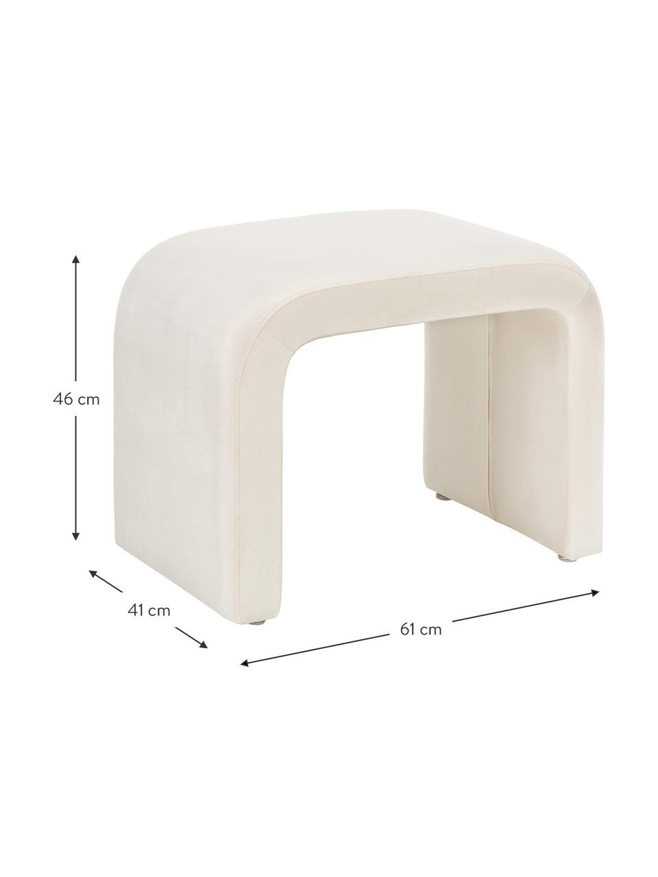 Sametový taburet Penelope, Samet krémově bílá, Š 61 cm, V 46 cm