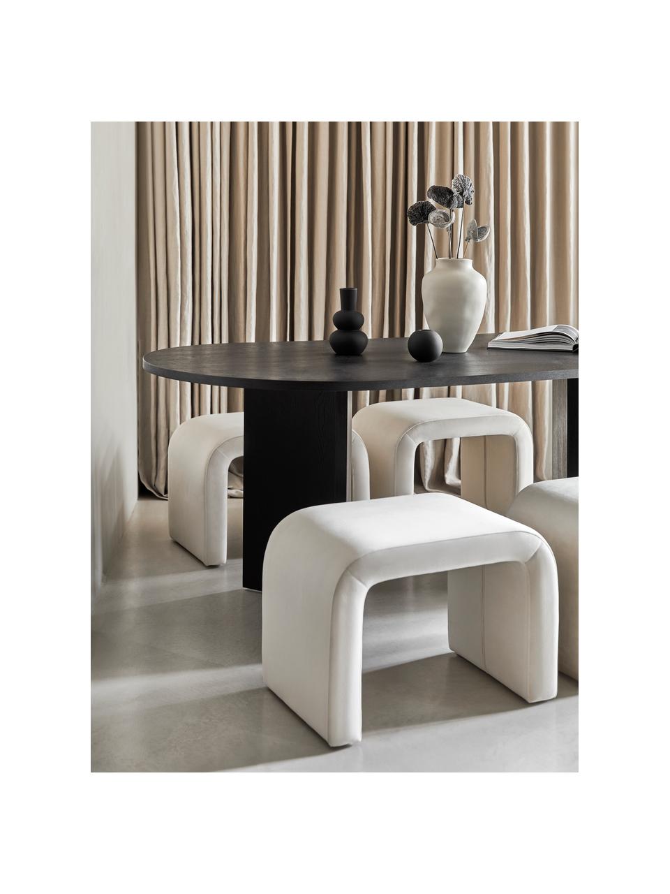 Samt-Hocker Penelope, Bezug: Samt (100 % Polyester) De, Gestell: Metall, Sperrholz, Samt Cremeweiß, B 61 x H 46 cm
