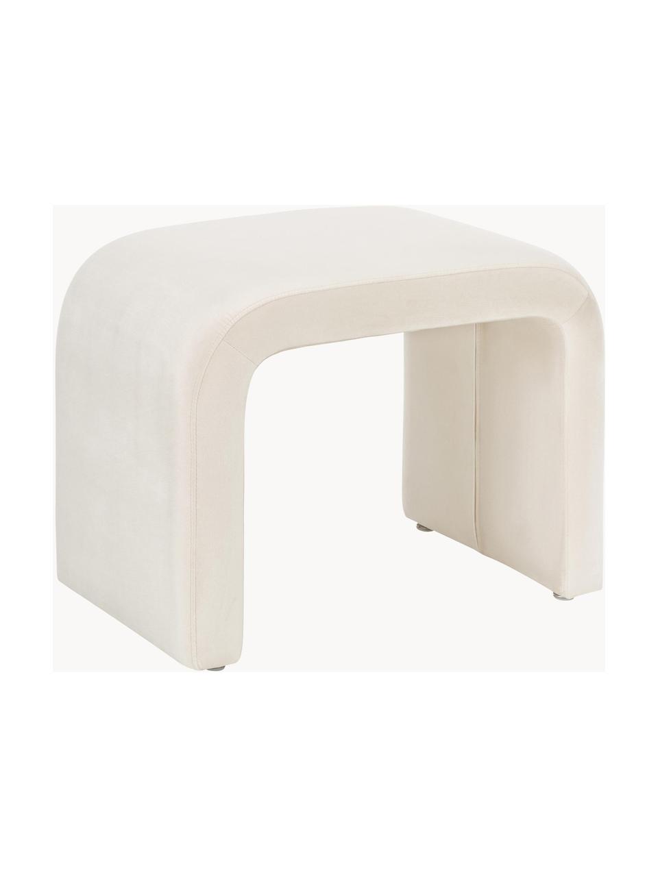 Samt-Hocker Penelope, Bezug: Samt (100 % Polyester) De, Gestell: Metall, Sperrholz, Samt Cremeweiß, B 61 x H 46 cm