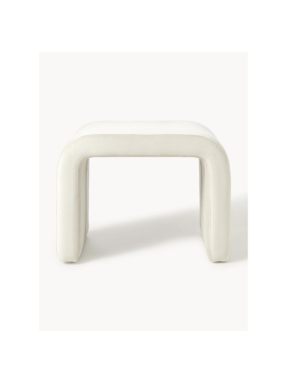 Tabouret en velours Penelope, Velours blanc crème, larg. 61 x haut. 46 cm