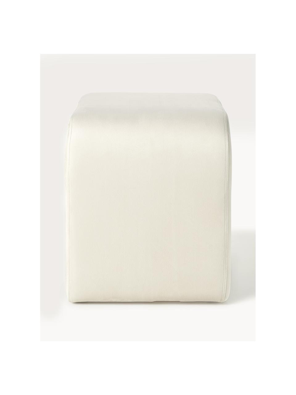 Tabouret en velours Penelope, Velours blanc crème, larg. 61 x haut. 46 cm