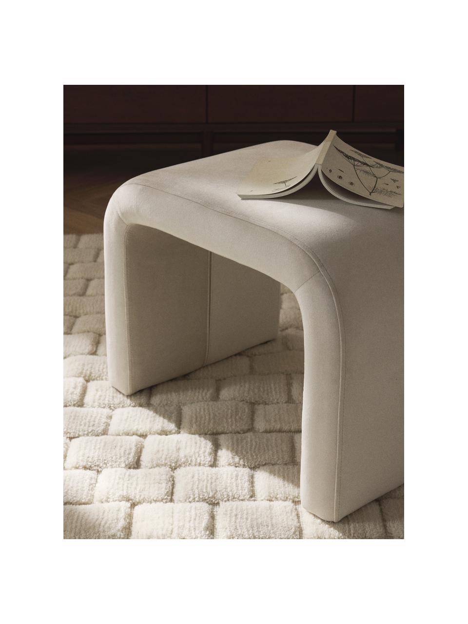 Samt-Hocker Penelope, Bezug: Samt (100 % Polyester) De, Gestell: Metall, Sperrholz, Samt Cremeweiß, B 61 x H 46 cm