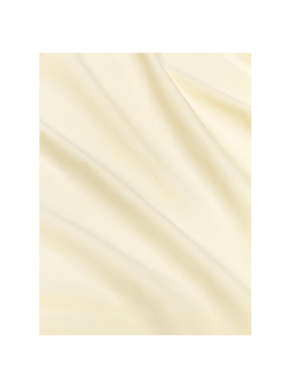 Taie d'oreiller en percale de coton délavé avec volants Louane, Jaune pâle, larg. 50 x long. 70 cm