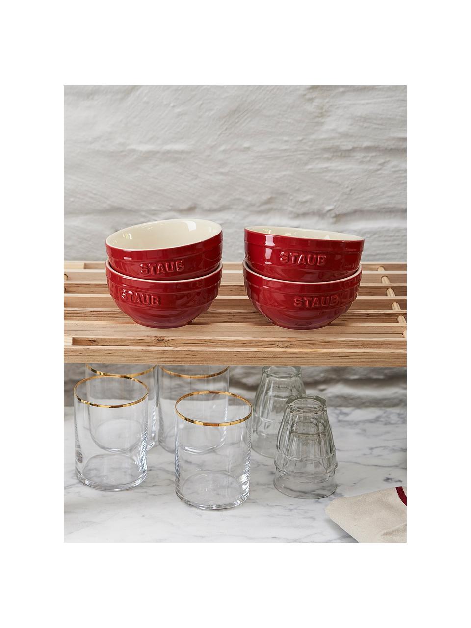 Handgefertigte Schüsseln Ceramique, 4 Stück, Keramik, emailliert, Rot, Ø 12 x H 6 cm