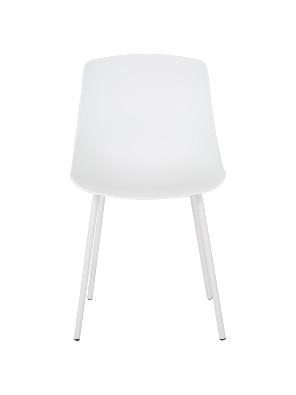 Sedia color bianco con gambe in metallo Dave 2 pz, Seduta: materiale sintetico, Gambe: metallo verniciato a polv, Bianco, Larg. 46 x Prof. 53 cm