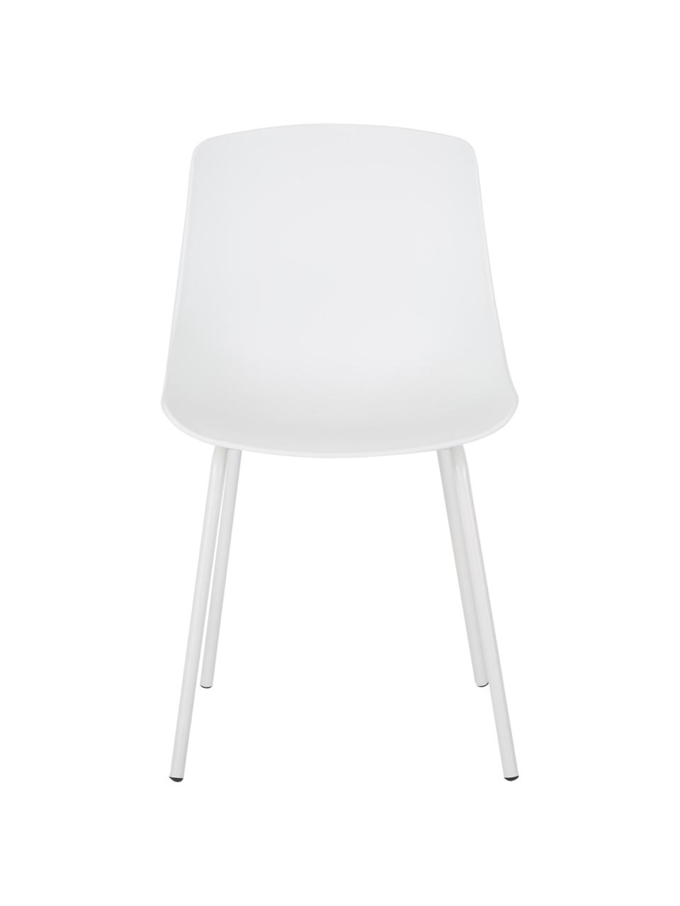 Sedia con gambe in metallo Dave 2 pz, Seduta: materiale sintetico, Gambe: metallo verniciato a polv, Bianco, Larg. 46 x Prof. 53 cm
