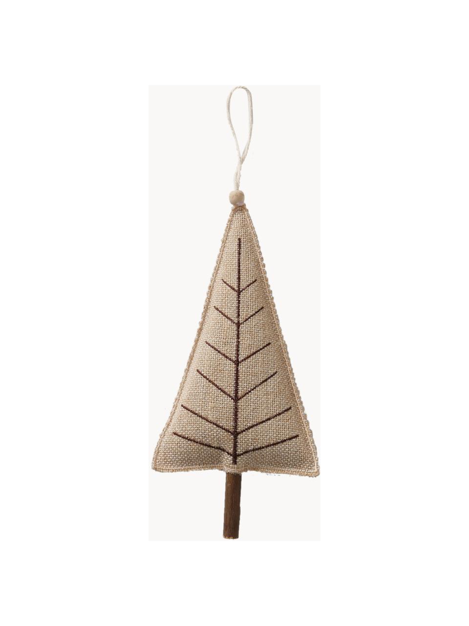 Décorations de sapin de Noël Sivo, 4 élém., Beige, bois, larg. 10 x haut. 22 cm