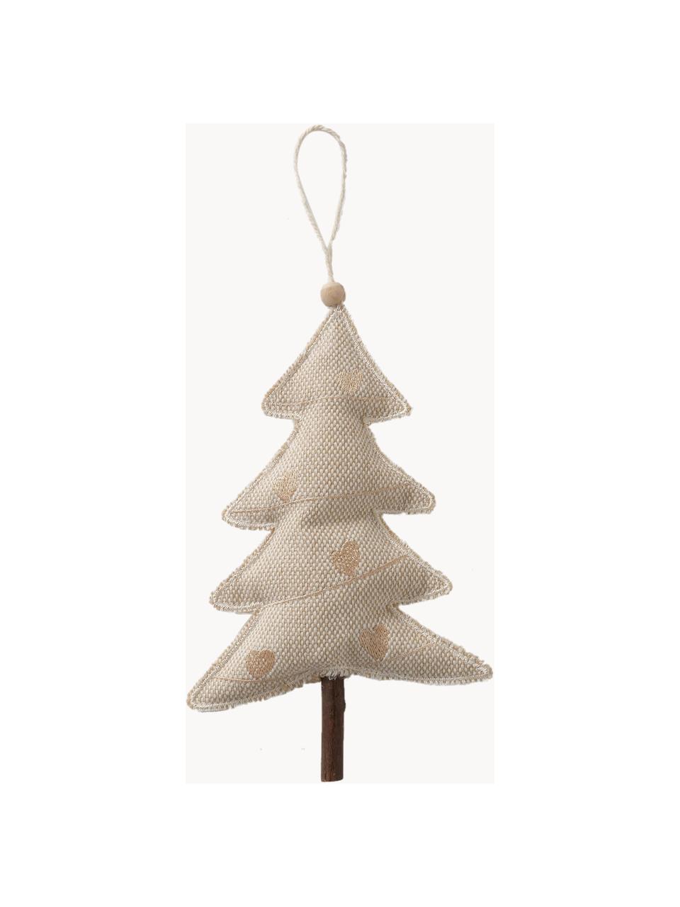 Adornos navideños Sivo, 4 uds., Estructura: apariencia de castaño, Beige, madera, An 10 x Al 22 cm
