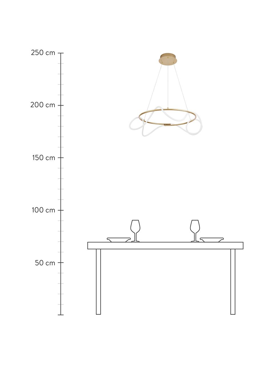 Velké závěsné LED svítidlo Tiriac, Bílá, zlatá, Ø 70 cm, V 120 cm