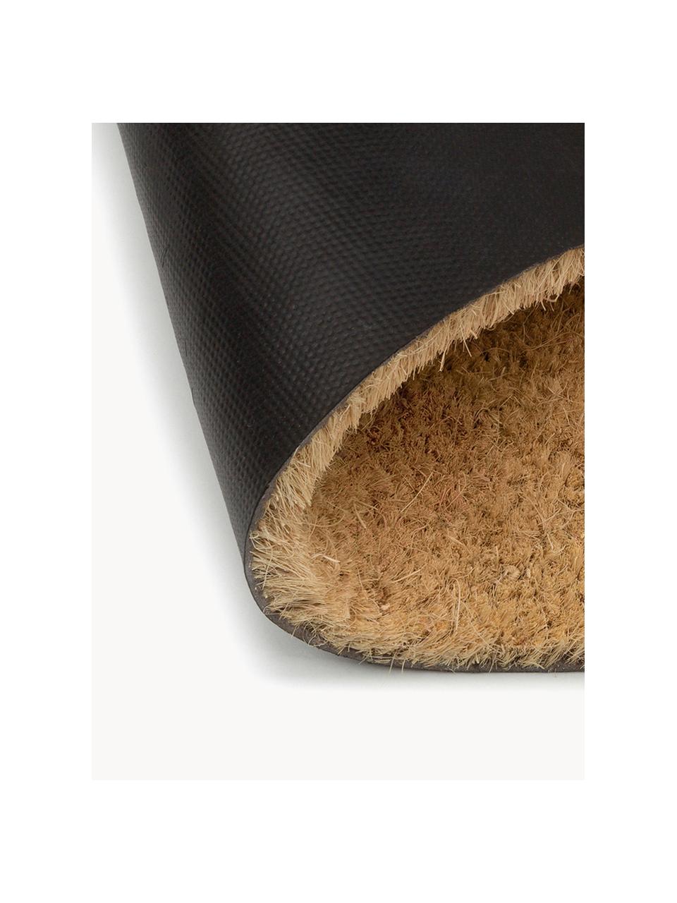 Felpudo Just For Your Home, Parte superior: fibras de coco, Reverso: plástico (PVC), Beige, negro, An 40 x L 60 cm