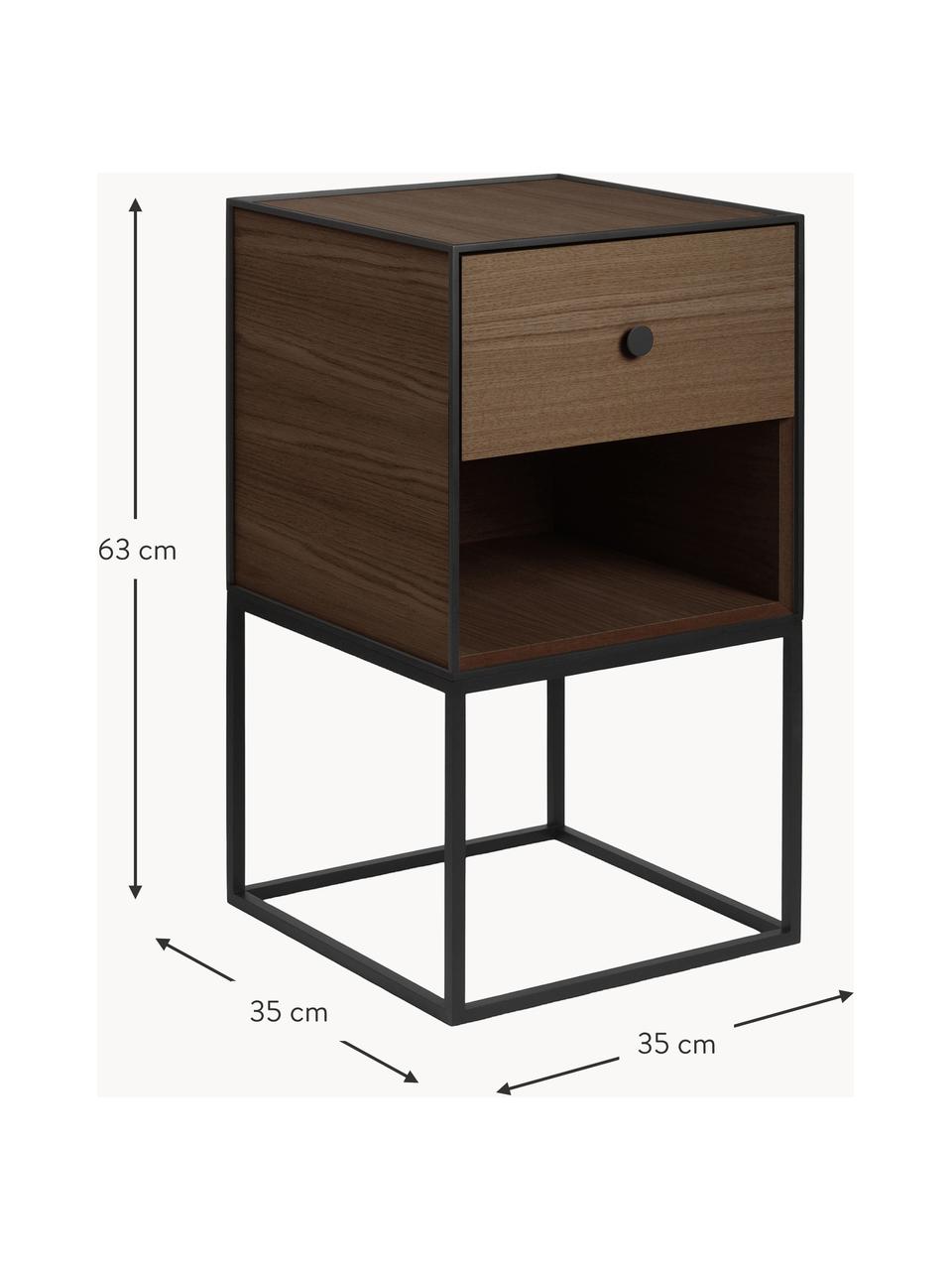 Modul Frame aus Holz und Metall, Eichenholz, Schwarz, B 35 x H 63 cm