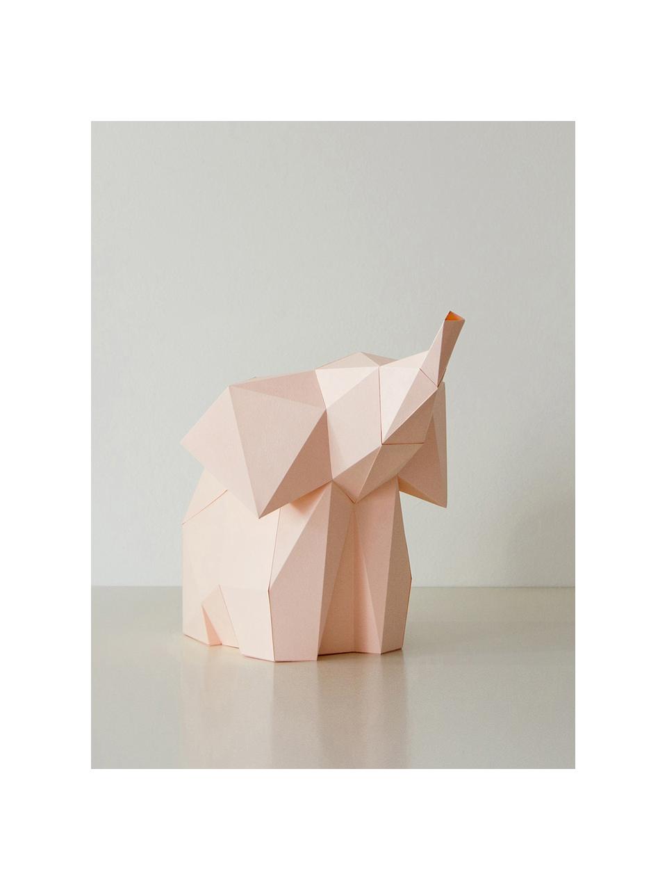 Tischleuchte Baby Elephant, Bausatz aus Papier, Lampenschirm: Papier, 160 g/m², Sockel: Holzfaserplatte und Kunst, Rosa, 23 x 24 cm