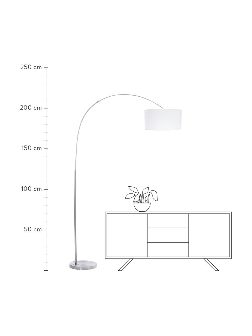 Grand lampadaire arc moderne Niels, Blanc, chrome, transparent