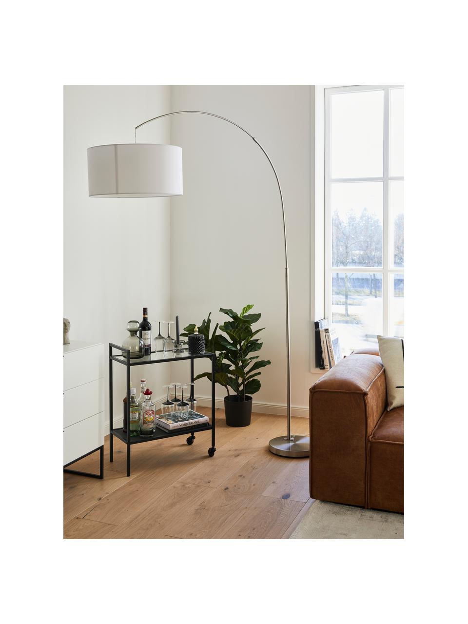 Lampa podłogowa łukowa Niels, Biały, odcienie chromu, S 157 x W 218 cm