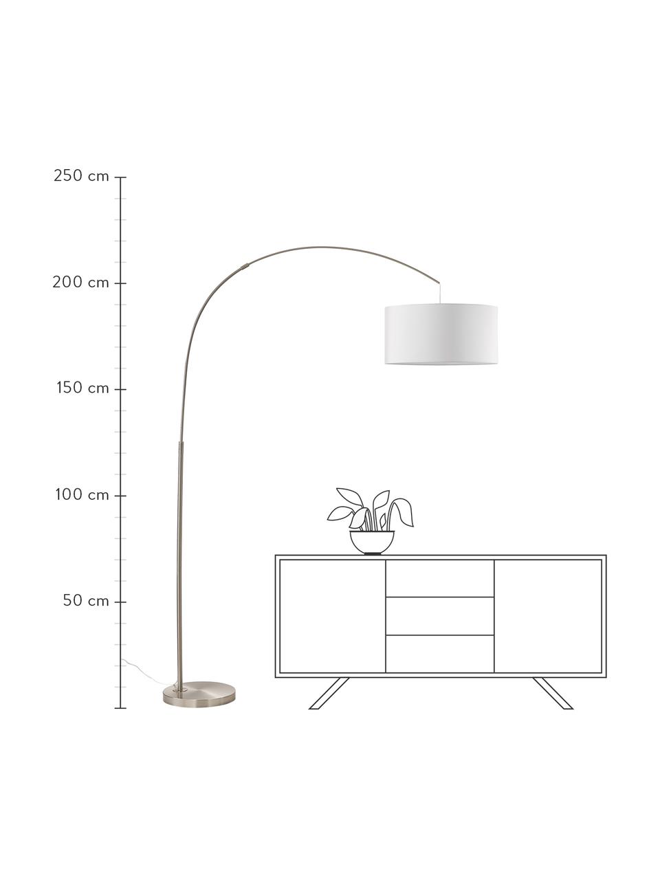 Lampa podłogowa łukowa Niels, Biały, odcienie chromu, S 157 x W 218 cm
