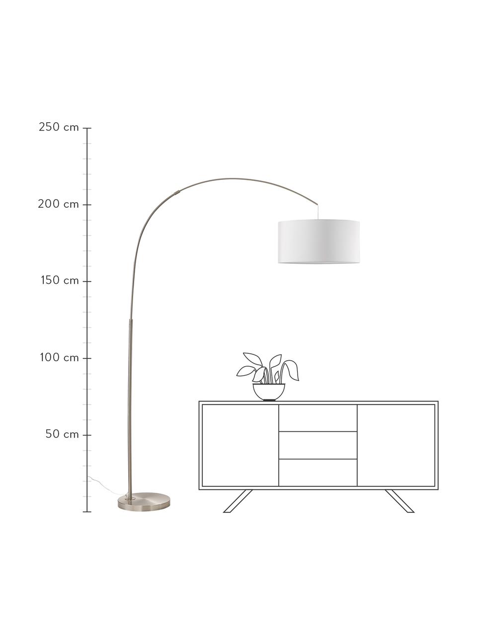 Lampa podłogowa w kształcie łuku Niels, Biały, chrom, transparentny, Ø 50 cm x W 218 cm