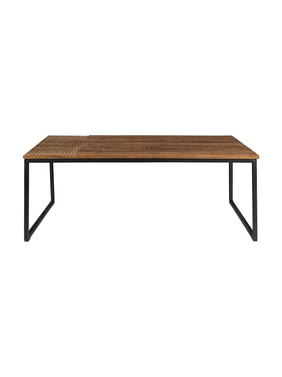 Massivholz-Couchtisch Randi im Industrial Design, Tischplatte: Mangoholz, massiv, Tischplatte: Mangoholz Füsse: Schwarz, B 110 x H 40 cm