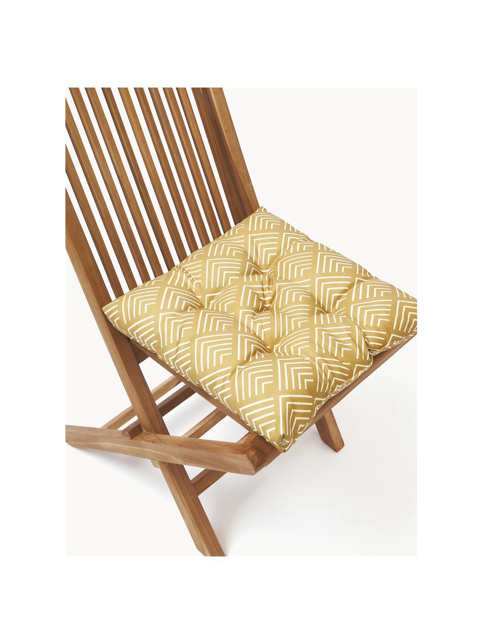Cuscino sedia con motivo grafico Milano, Rivestimento: 100% poliacrilico, Giallo senape, bianco, Larg. 40 x Lung. 40 cm