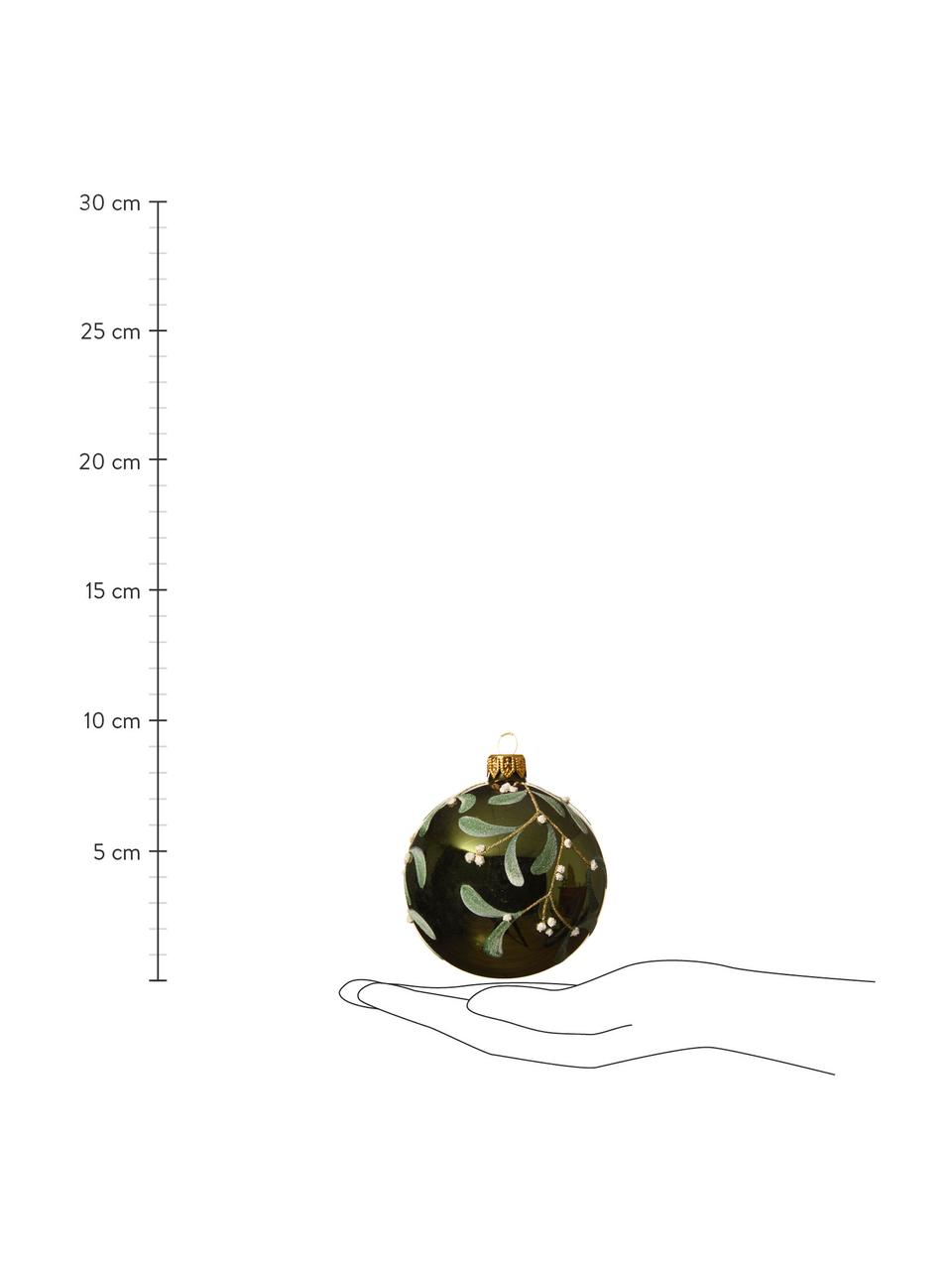 Súprava vianočných ozdôb Fleo, 6 dielov, Zelená, svetlobéžová, Ø 8 cm