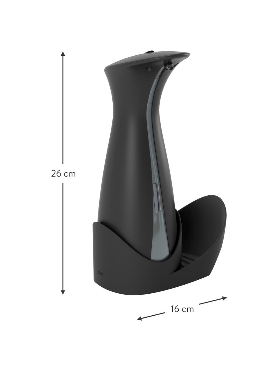 Sensor zeepdispenser Caddy in zwart, Kunststof, Mat zwart, B 16 x H 26 cm