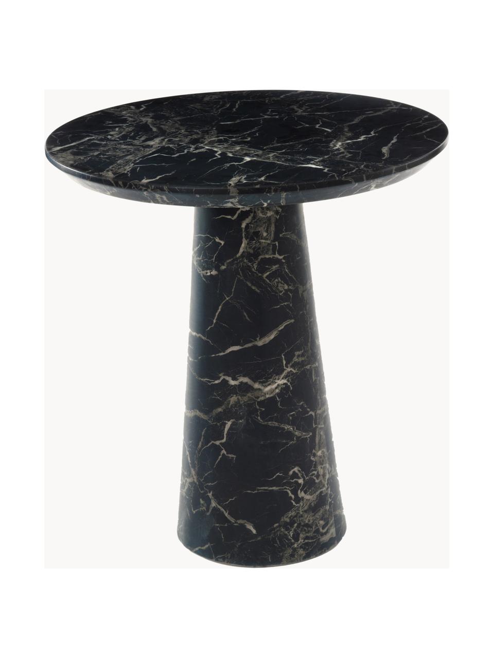 Stół do jadalni o wyglądzie marmuru Disc, Ø 70 cm, Blat: płyta pilśniowa średniej , Czarny, o wyglądzie marmuru, Ø 70 cm