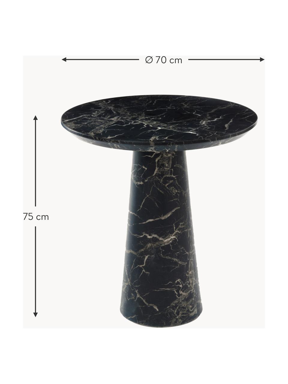 Kulatý jídelní stůl v mramorovém vzhledu Disc, Ø 70 cm, Černá, mramorový vzhled, Ø 70 cm