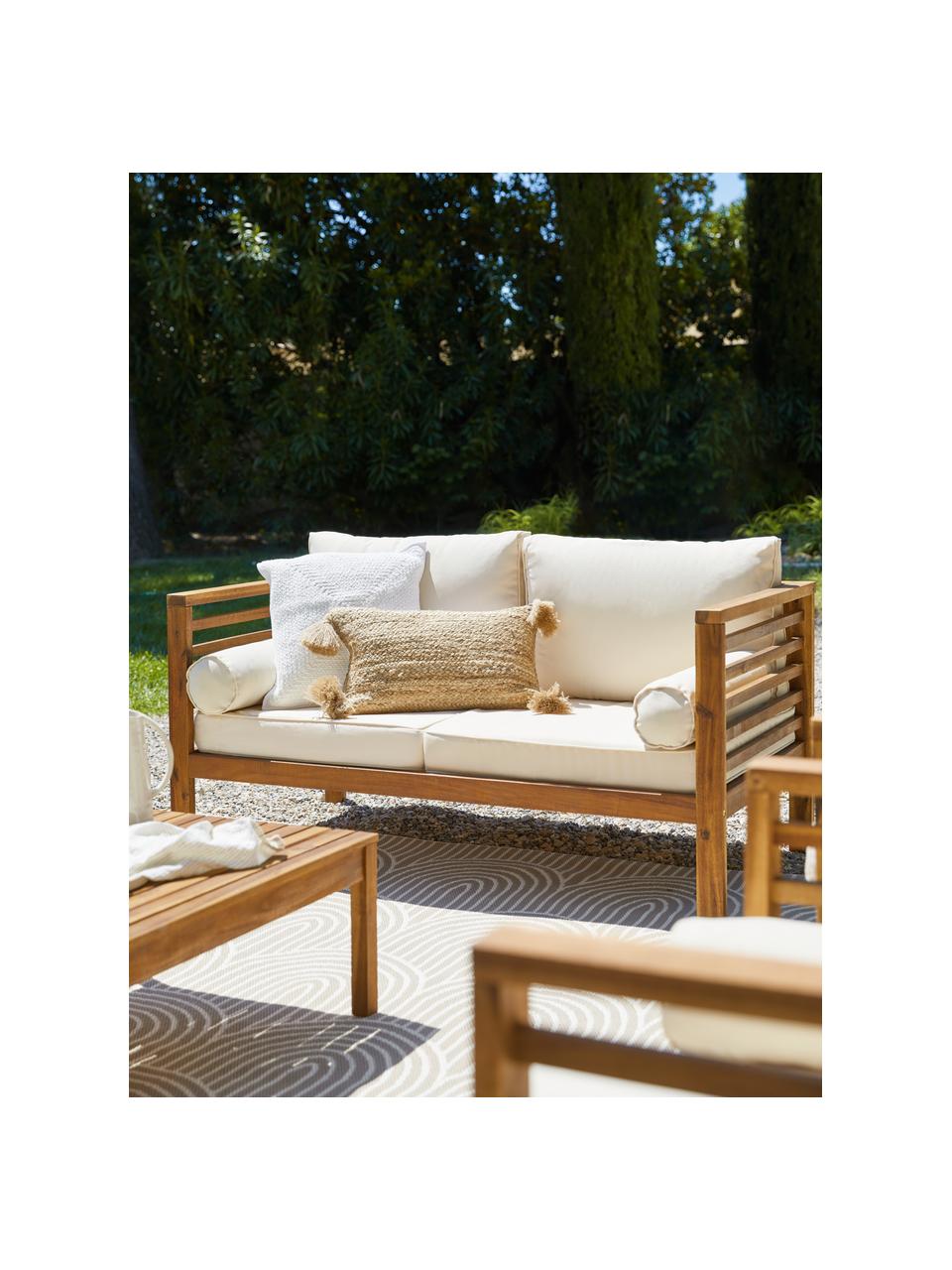 Salon de jardin en bois d'acacia Bo, 4 élém., Revêtement : beige Structure : bois d'acacia, Lot de différentes tailles