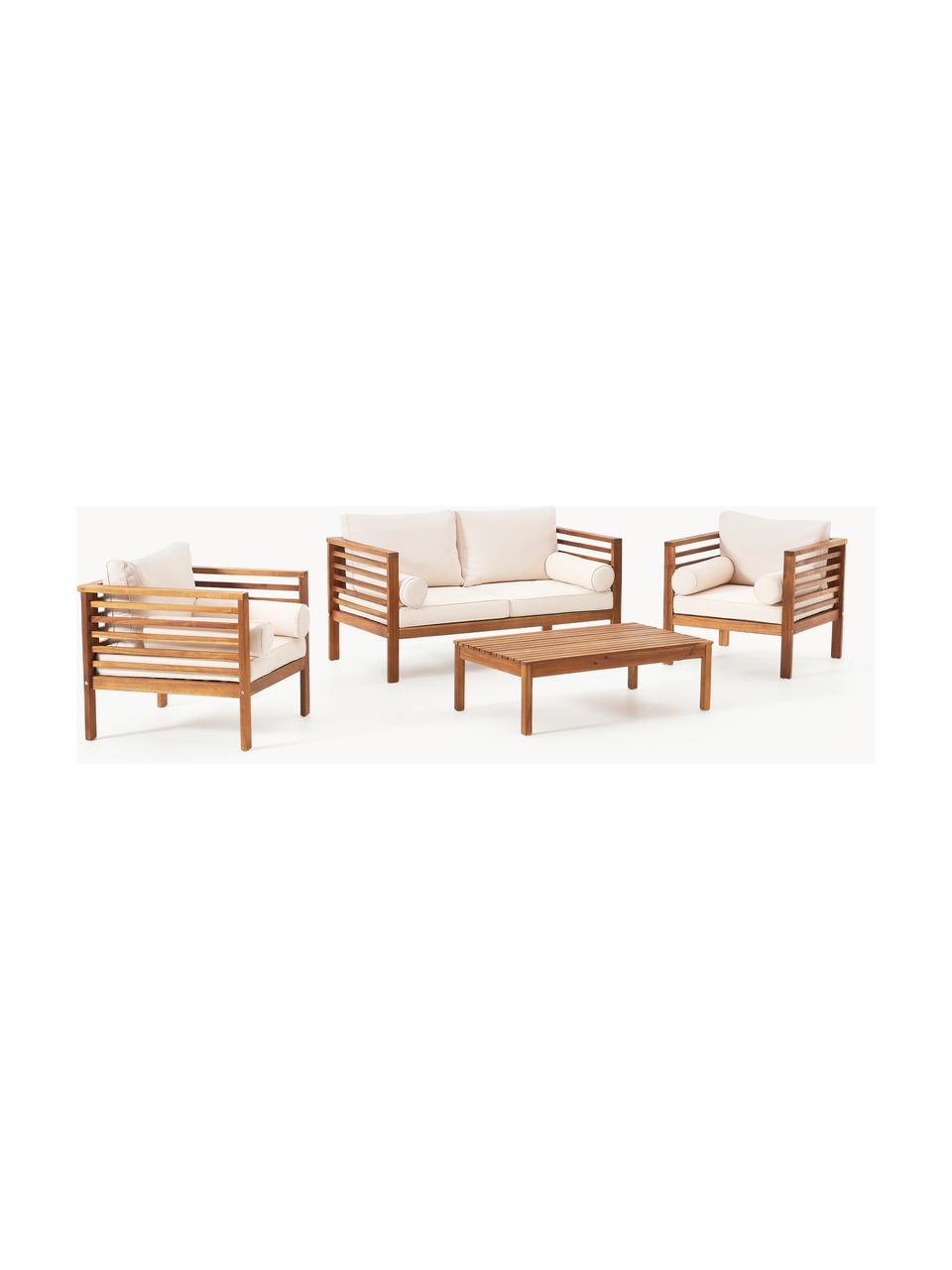 Garten-Lounge-Set Bo, 4-tlg., Webstoff Beige, Akazienholz, Set mit verschiedenen Grössen