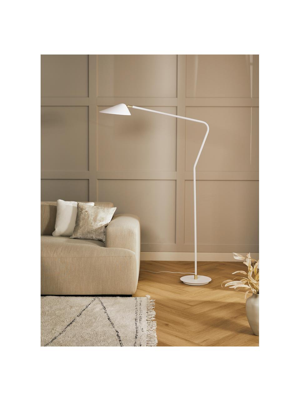 Lámpara de lectura grande Neron, Pantalla: metal con pintura en polv, Cable: cubierto en tela, Blanco, An 105 x Al 171 cm