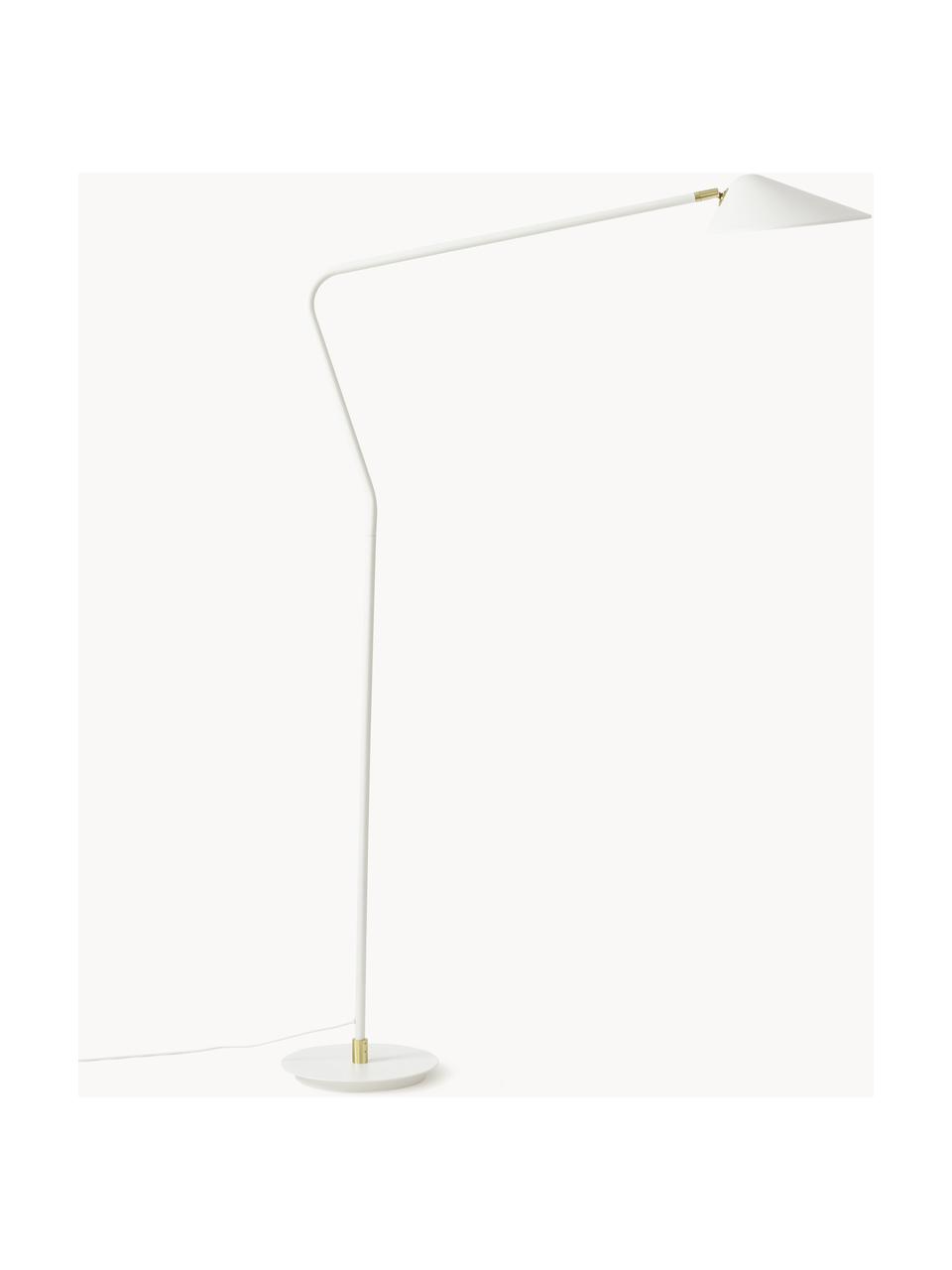 Grote leeslamp Neron, Decoratie: vermessingd metaal, Wit, H 171cm