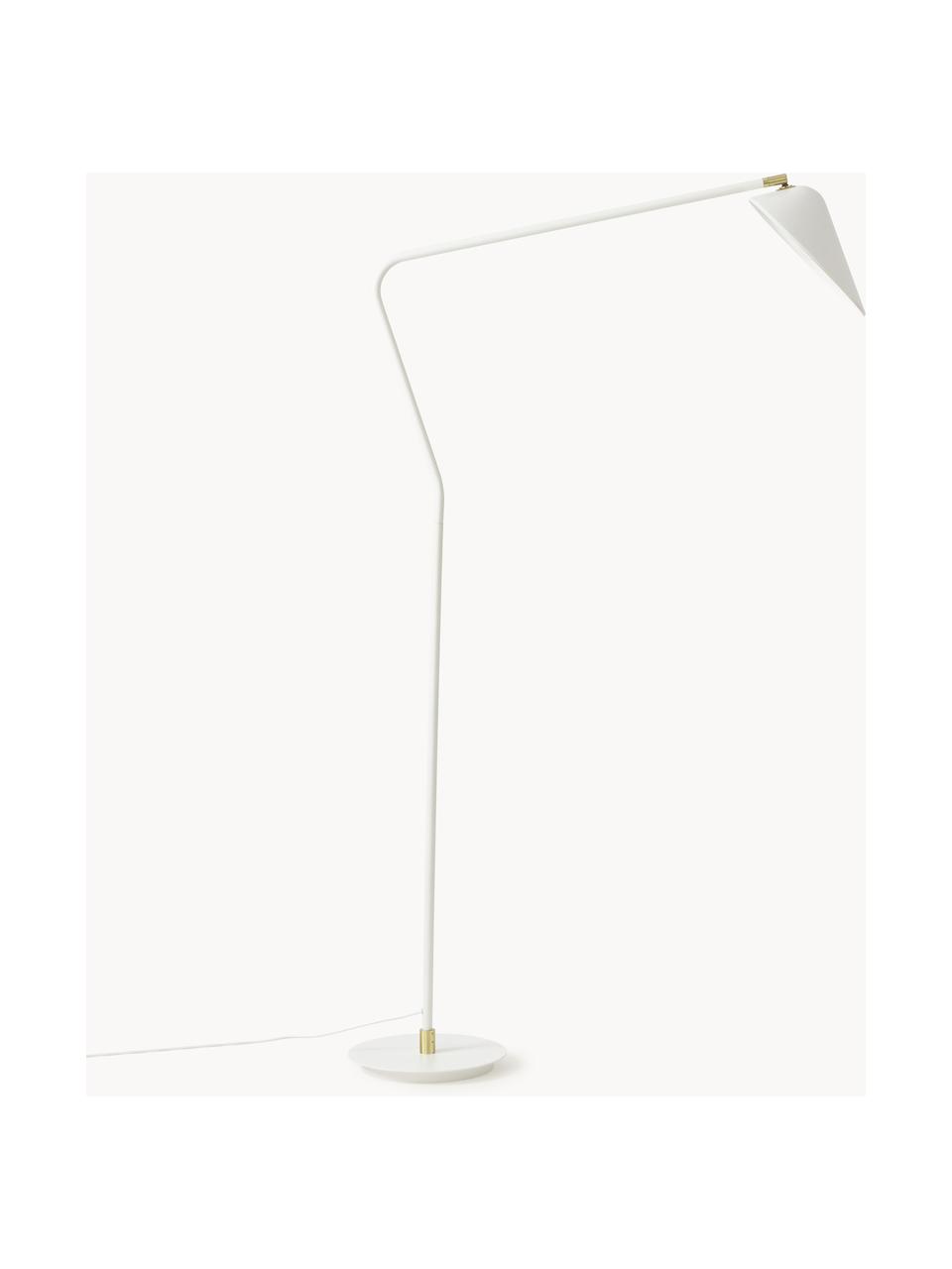 Grote leeslamp Neron, Decoratie: vermessingd metaal, Wit, H 171cm