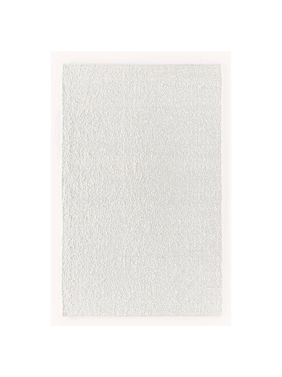 Handgewebter Kurzflor-Teppich Leah, 88 % Polyester, 12 % Jute, GRS-zertifiziert, Weiss, B 80 x L 150 cm (Grösse XS)
