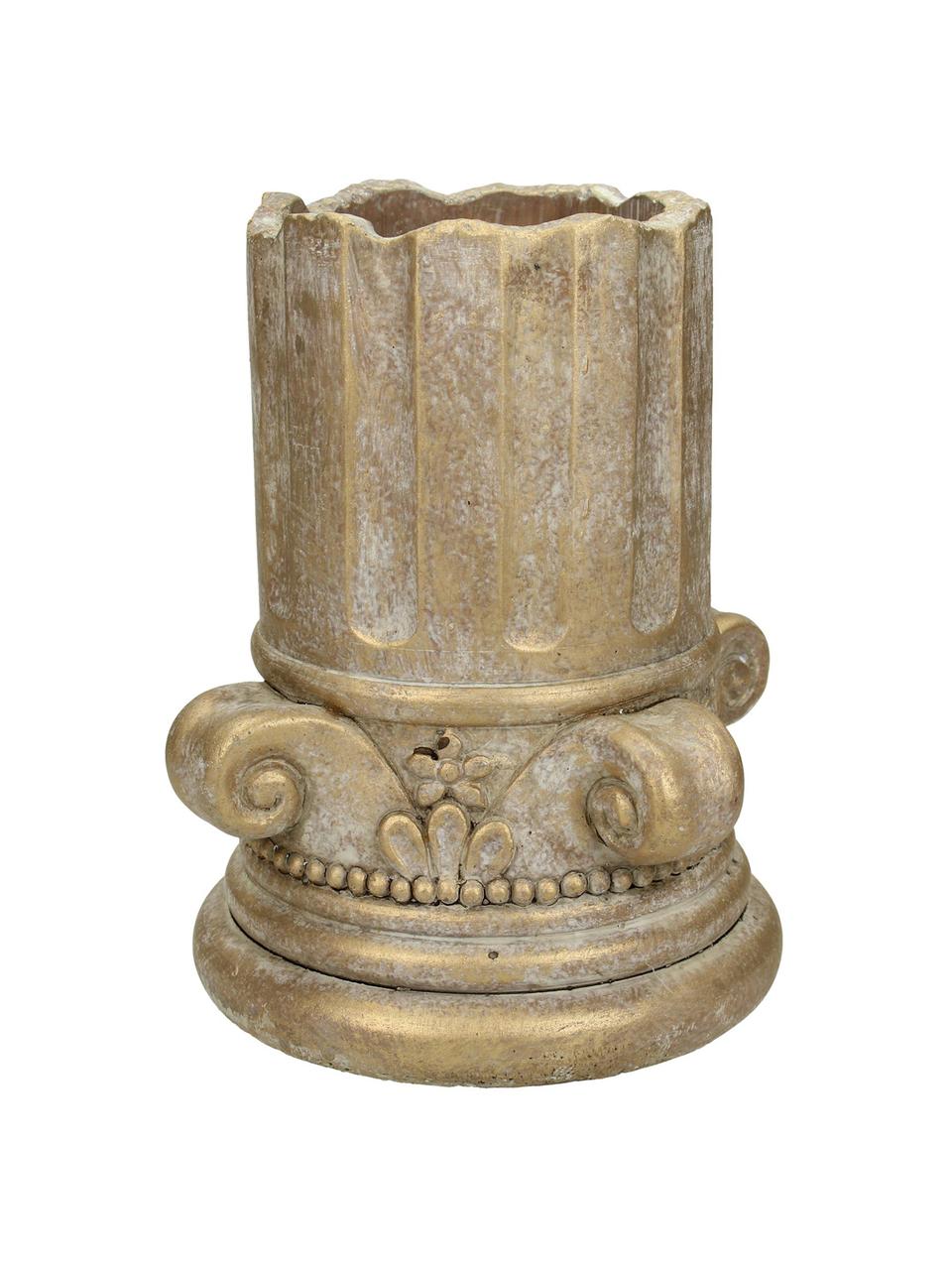 Kleine plantenpot Column van beton, Beton, Goudkleurig met antieke afwerking, Ø 15 cm, H 17 cm