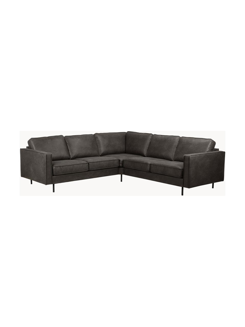 Sofa narożna ze skóry z recyklingu Hunter, Tapicerka: 70% skóra z recyklingu, 3, Stelaż: lite drewno sosnowe z cer, Nogi: metal malowany proszkowo, Skóra taupe, S 235 x G 235 cm